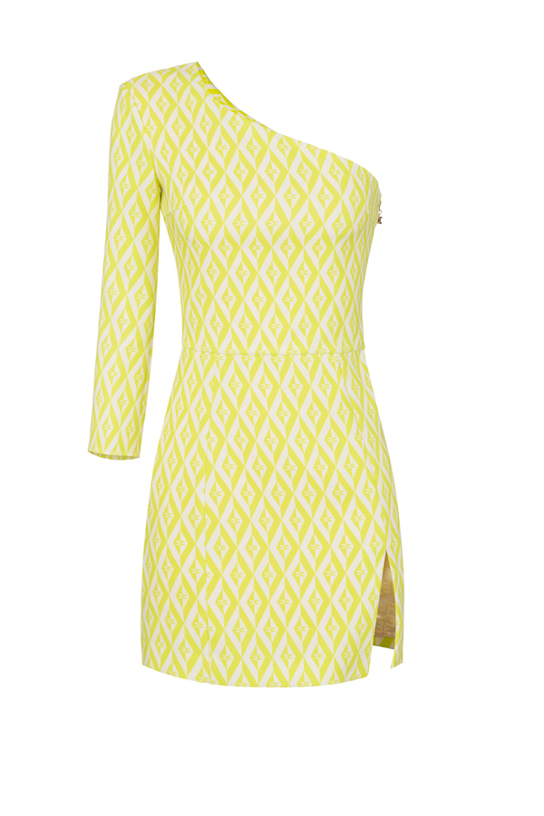 Asymmetric mini-dress in double crêpe fabric - Elisabetta Franchi® Outlet
