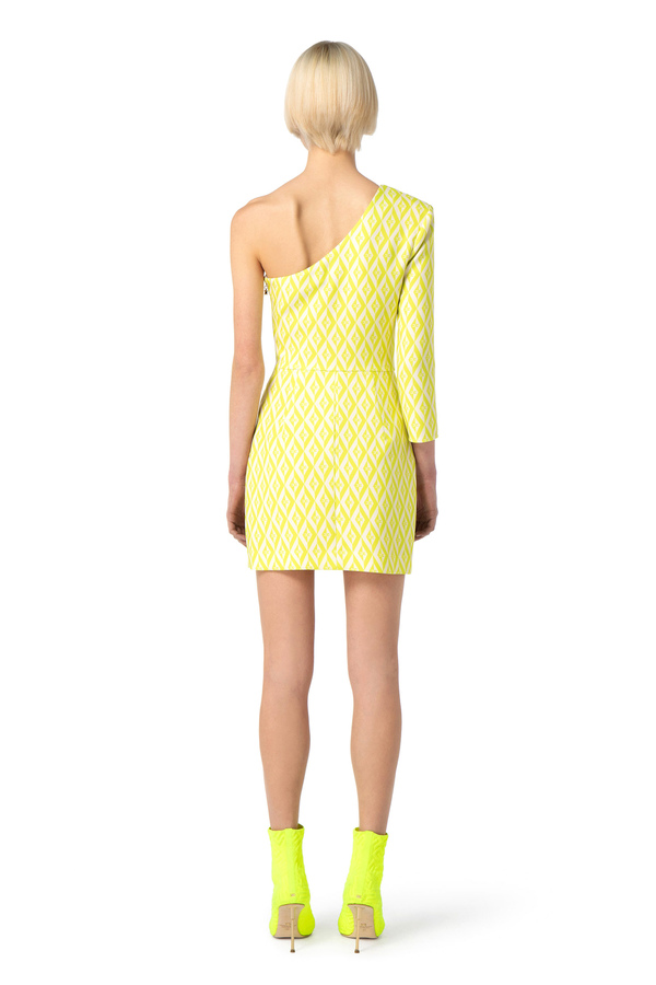 Asymmetric mini-dress in double crêpe fabric - Elisabetta Franchi® Outlet