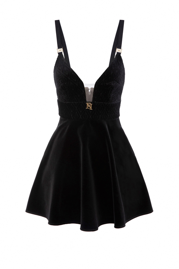 Velvet mini-dress with cups - Elisabetta Franchi® Outlet