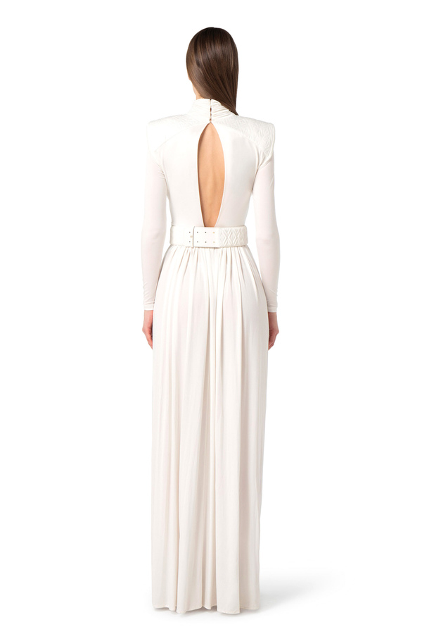 Red Carpet dress in jersey with embossed embroidery - Elisabetta Franchi® Outlet