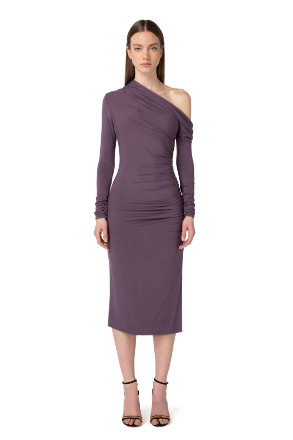 Asymmetric jersey dress - Elisabetta Franchi® Outlet