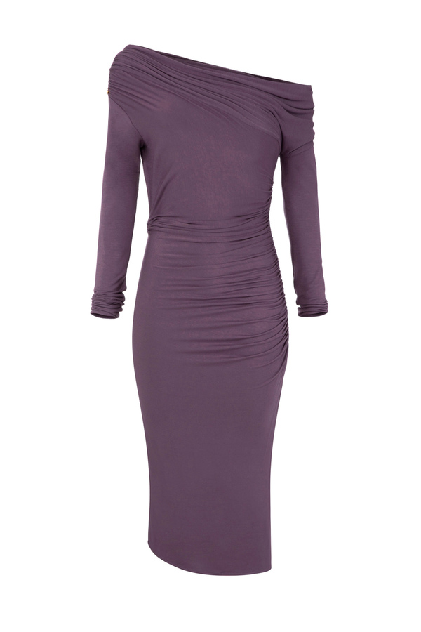 Asymmetric jersey dress - Elisabetta Franchi® Outlet