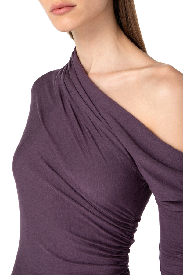 Asymmetric jersey dress - Elisabetta Franchi® Outlet