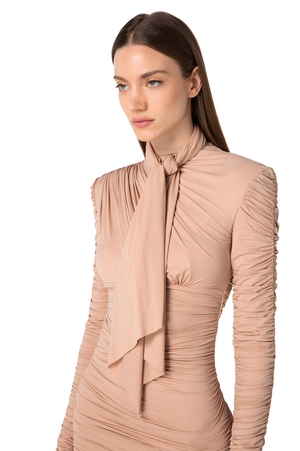 Jersey mini-dress with foulard scarf - Elisabetta Franchi® Outlet