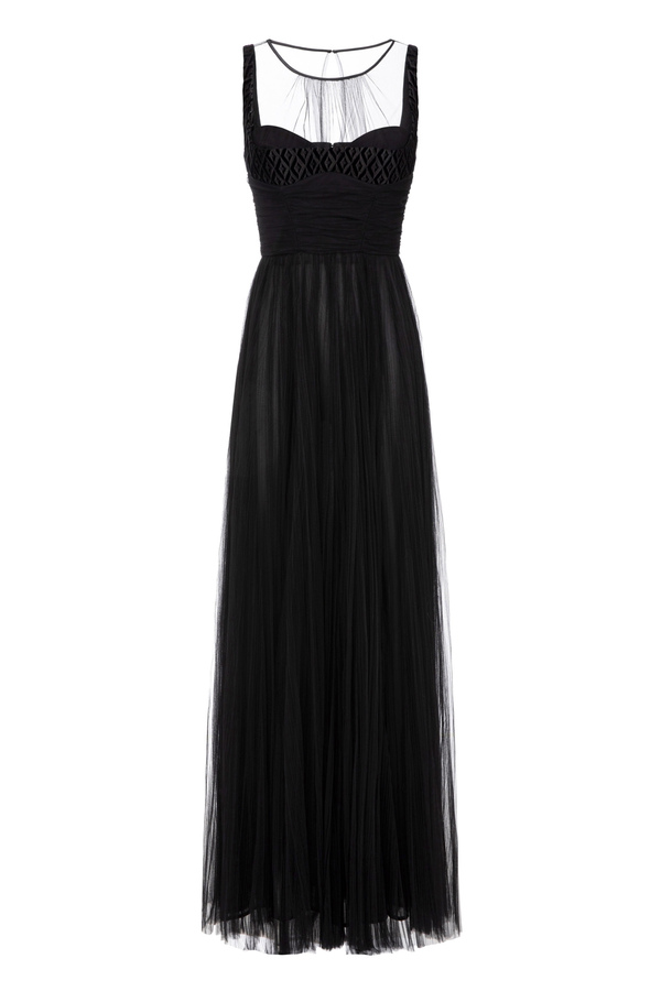 Red Carpet dress in pleated tulle fabric - Elisabetta Franchi® Outlet