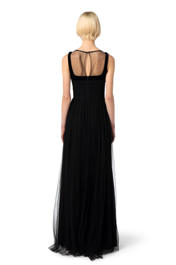 Red Carpet dress in pleated tulle fabric - Elisabetta Franchi® Outlet
