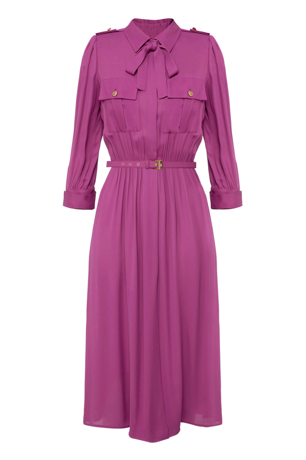 Shirt-dress in georgette fabric - Elisabetta Franchi® Outlet