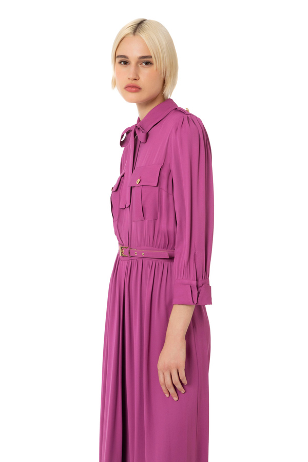 Shirt-dress in georgette fabric - Elisabetta Franchi® Outlet
