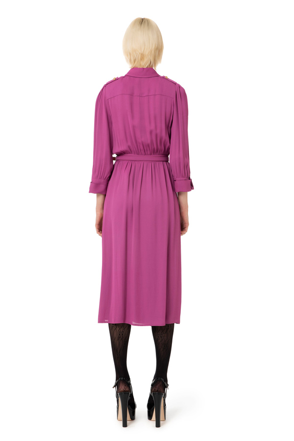 Shirt-dress in georgette fabric - Elisabetta Franchi® Outlet