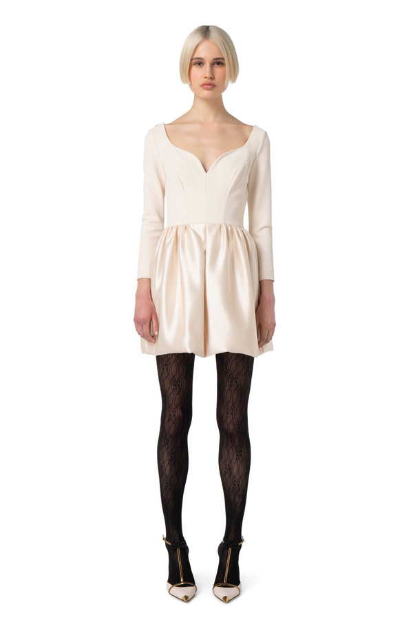 Mantelkleid aus doppellagigem Crêpe mit Ballonrock - Elisabetta Franchi® Outlet