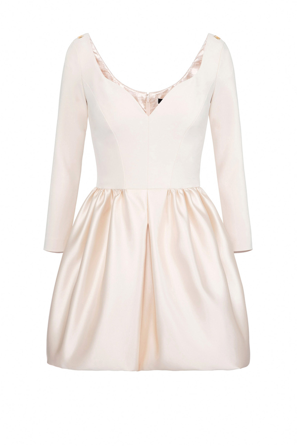 Mantelkleid aus doppellagigem Crêpe mit Ballonrock - Elisabetta Franchi® Outlet