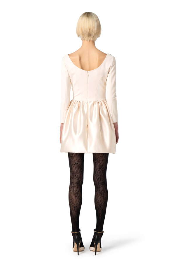 Mantelkleid aus doppellagigem Crêpe mit Ballonrock - Elisabetta Franchi® Outlet