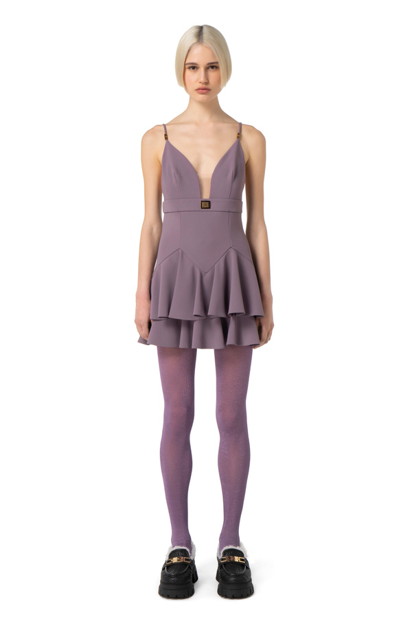 Minivestido de doble crepé con copas - Elisabetta Franchi® Outlet