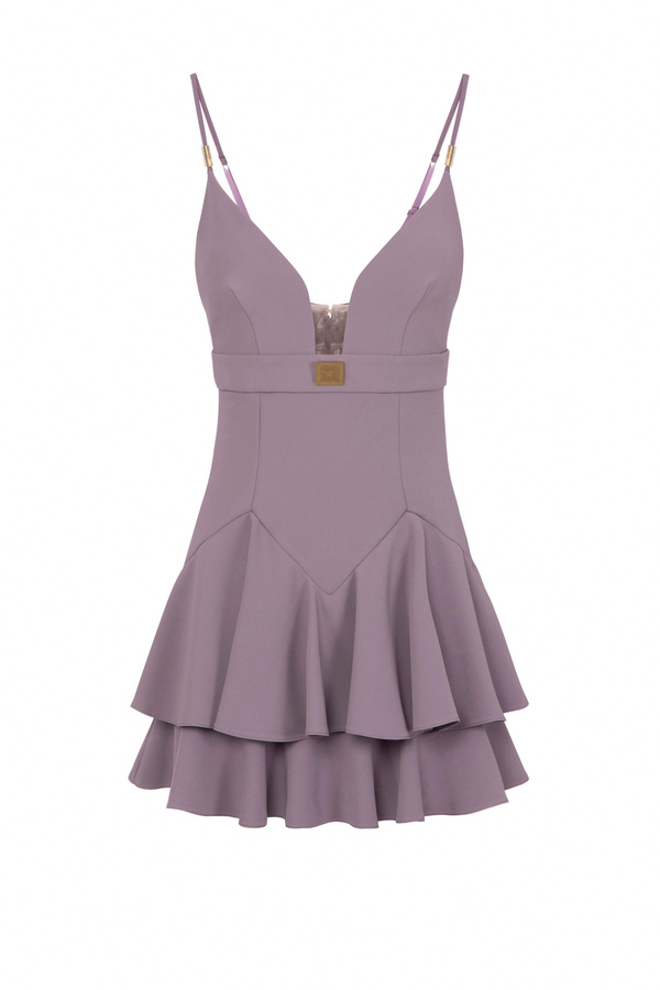 Mini-robe en double crêpe avec bonnets - Elisabetta Franchi® Outlet