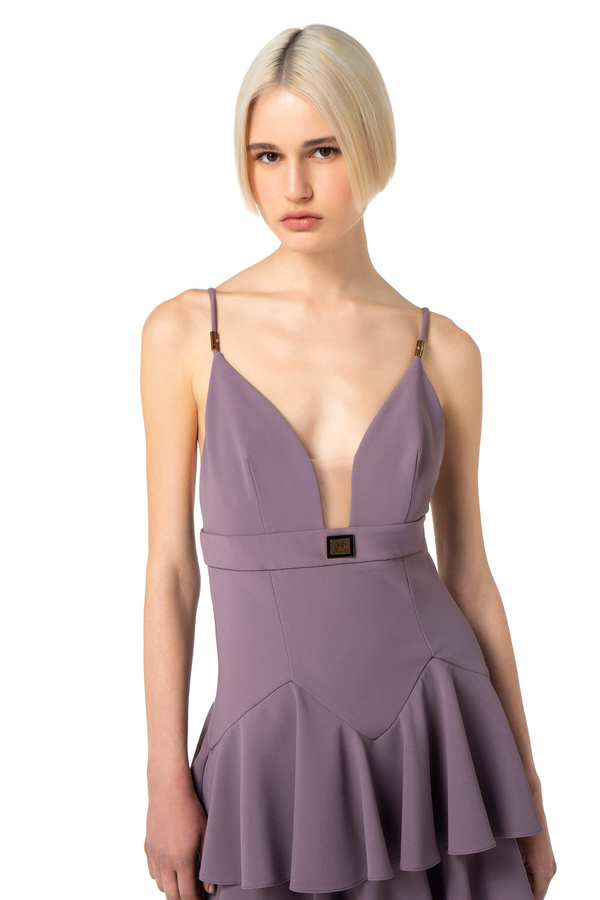 Mini-dress in double layer crêpe fabric with cups - Elisabetta Franchi® Outlet