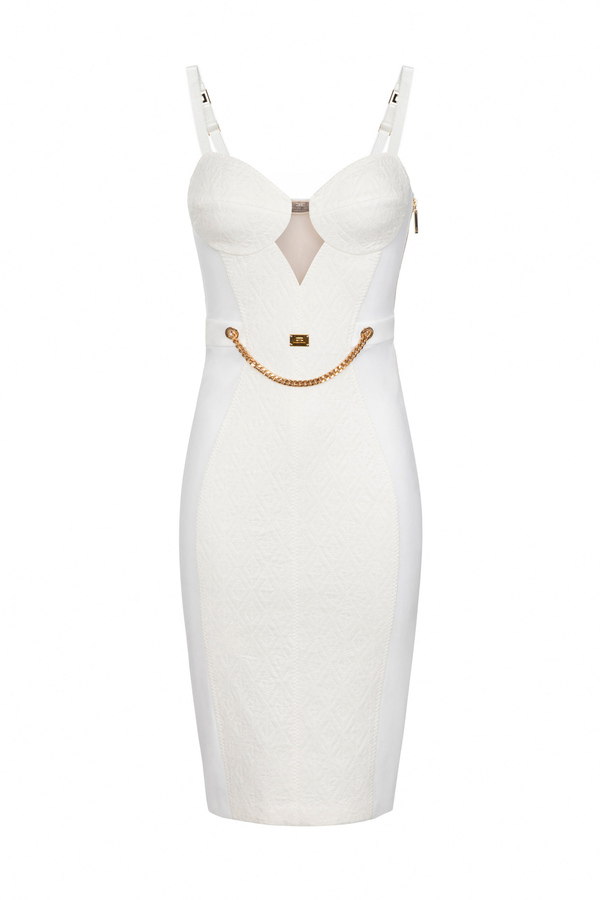 Vestido tubo de punto con copas - Elisabetta Franchi® Outlet