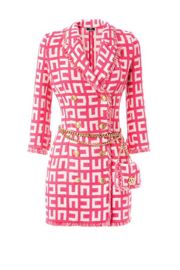 Coat dress in jacquard tweed - Elisabetta Franchi® Outlet