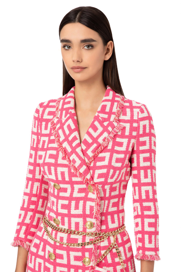 Vestido abrigo de tweed jacquard - Elisabetta Franchi® Outlet