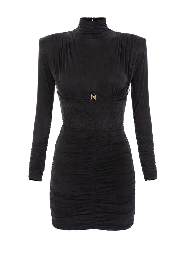 Jersey mini-dress with embossed bustier - Elisabetta Franchi® Outlet