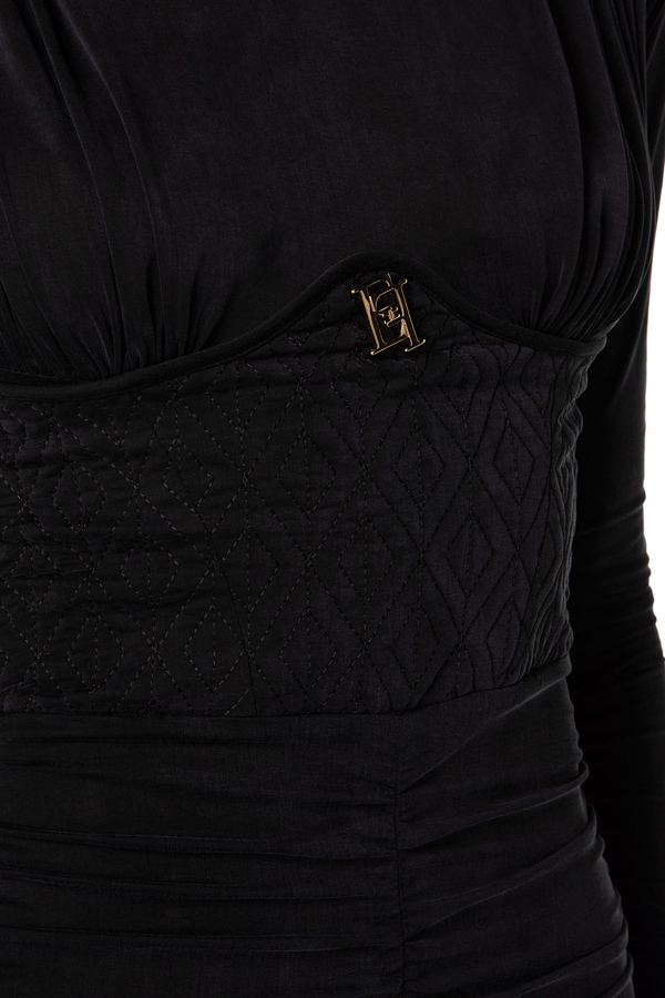 Jersey mini-dress with embossed bustier - Elisabetta Franchi® Outlet