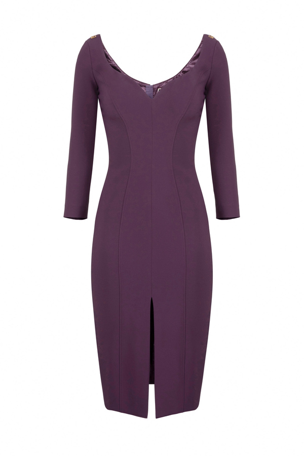 Calf-length sheath dress in double crêpe fabric - Elisabetta Franchi® Outlet