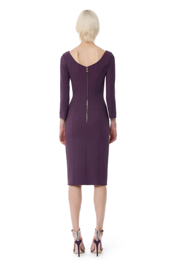 Calf-length sheath dress in double crêpe fabric - Elisabetta Franchi® Outlet