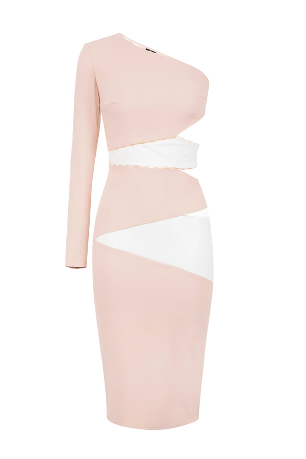 Two-tone one-shoulder dress - Elisabetta Franchi® Outlet