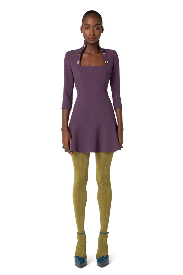 Stretch crêpe mini-dress with horsebit belt - Elisabetta Franchi® Outlet