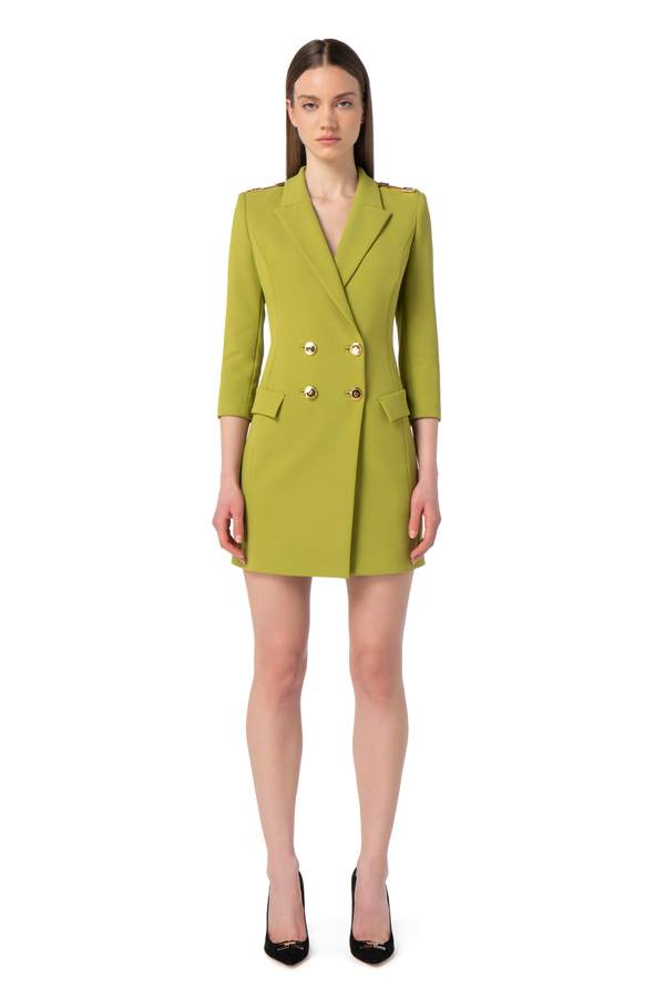 Coat dress in crêpe fabric with flashes - Elisabetta Franchi® Outlet
