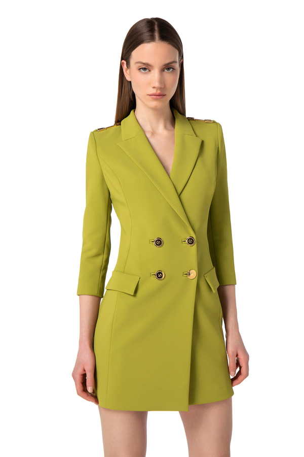 Coat dress in crêpe fabric with flashes - Elisabetta Franchi® Outlet