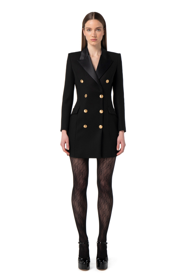 Coat dress in crêpe fabric with lapels - Elisabetta Franchi® Outlet
