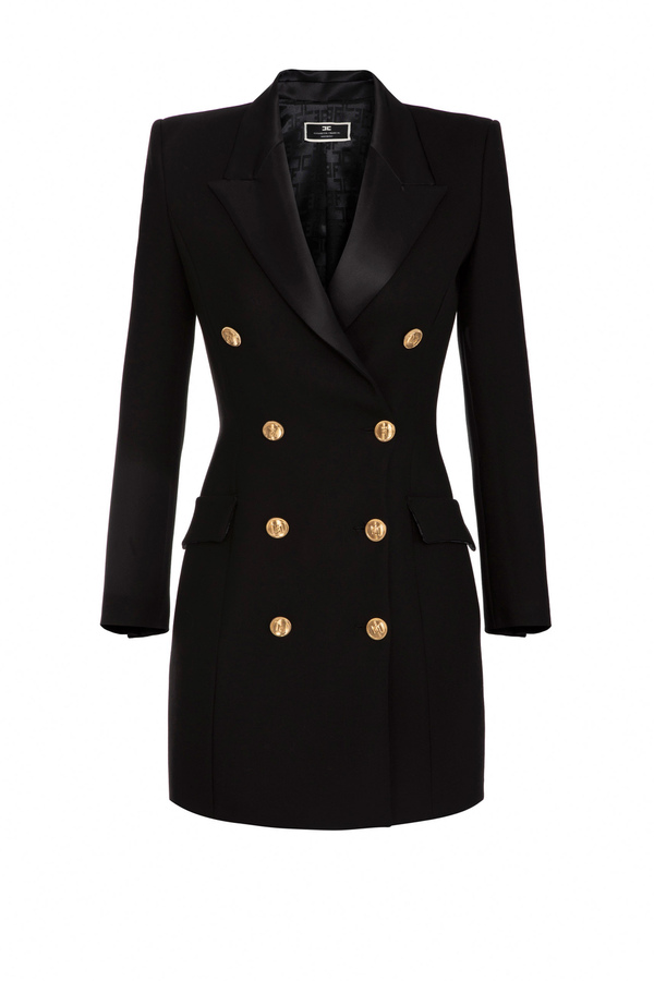 Coat dress in crêpe fabric with lapels - Elisabetta Franchi® Outlet