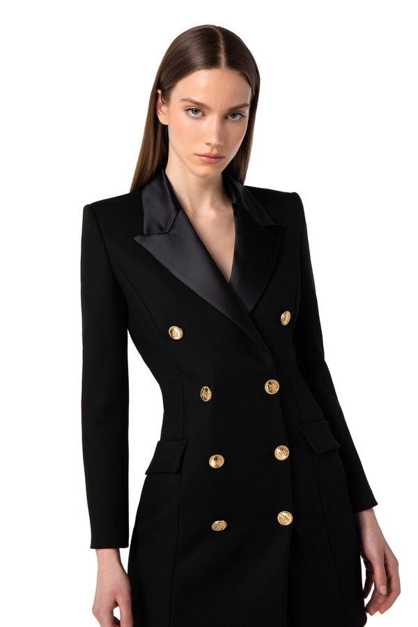 Coat dress in crêpe fabric with lapels - Elisabetta Franchi® Outlet