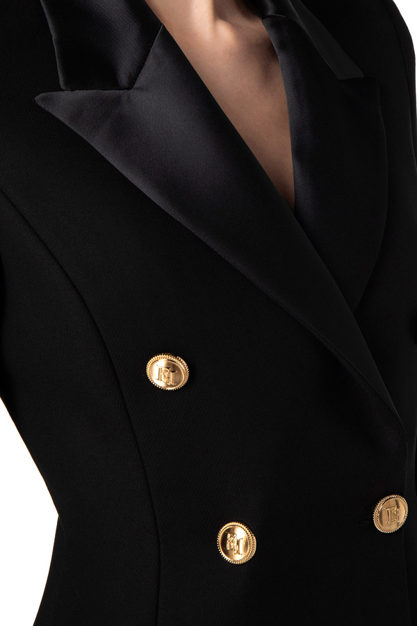 Coat dress in crêpe fabric with lapels - Elisabetta Franchi® Outlet