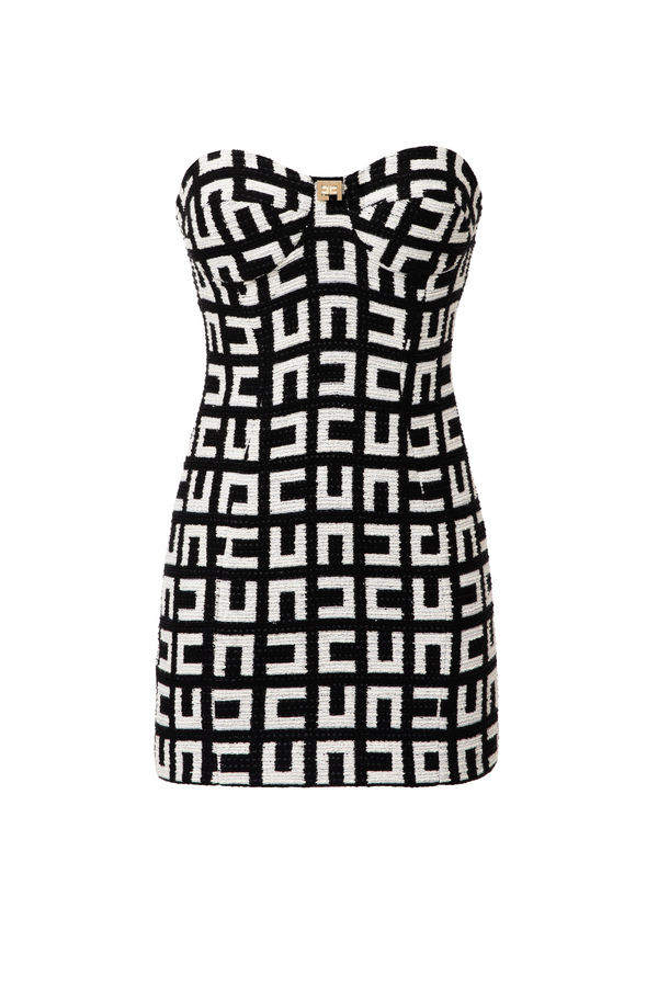 Mini dress with cups in jacquard tweed - Elisabetta Franchi® Outlet