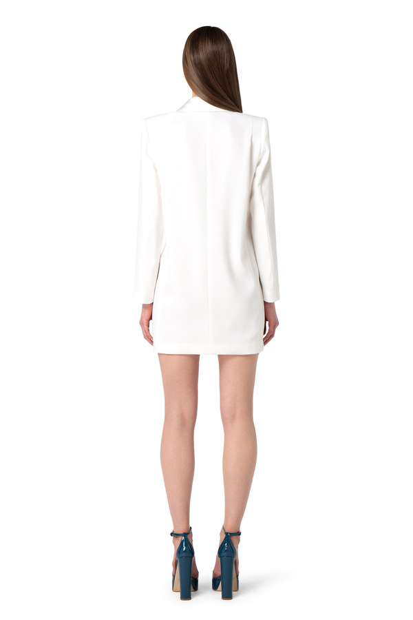 Mantelkleid aus Crêpe mit glänzendem Revers - Elisabetta Franchi® Outlet