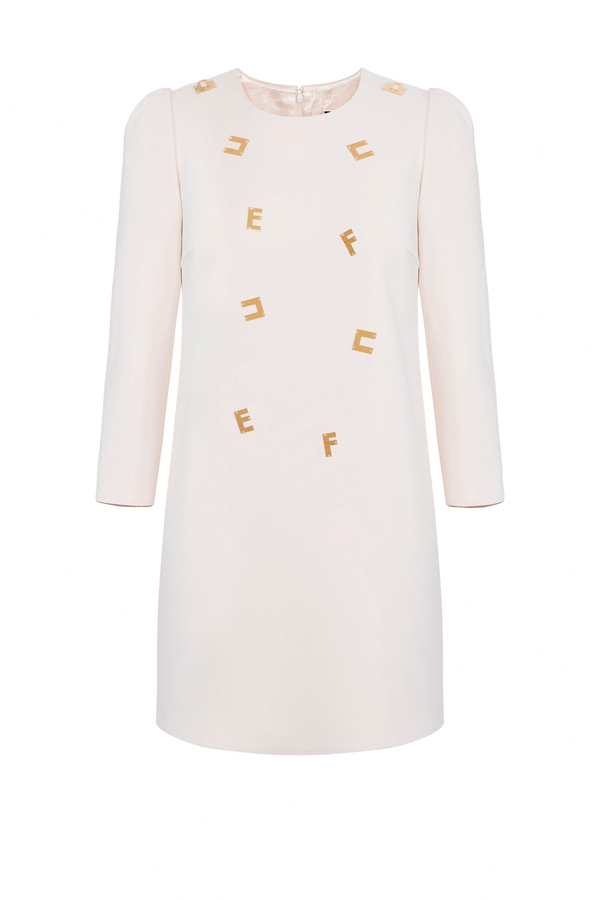 Minikleid aus doppellagigem Crêpe mit Lettering - Elisabetta Franchi® Outlet