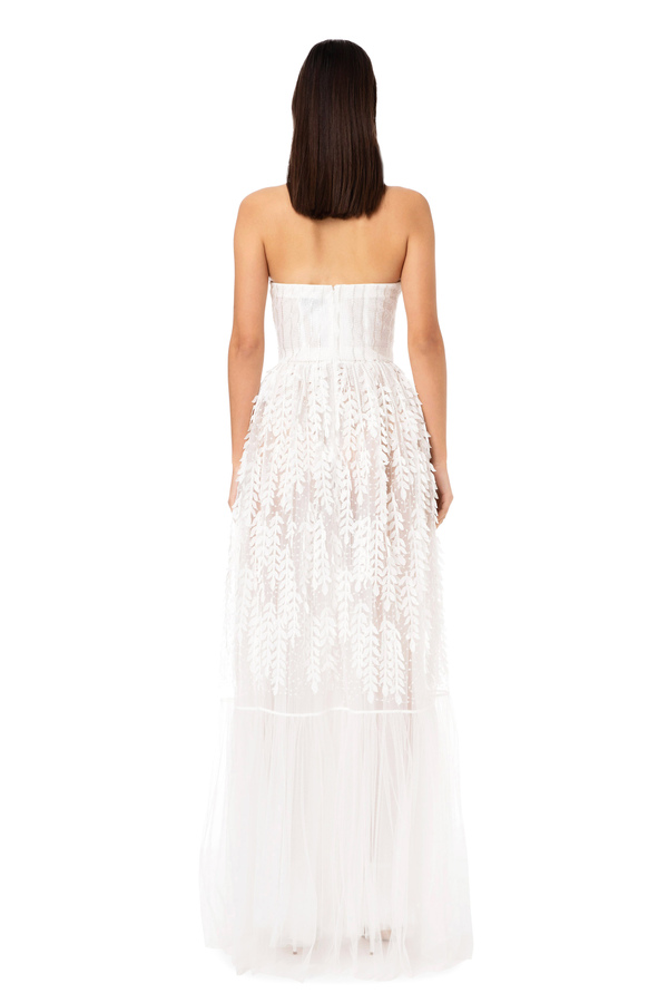 Red carpet dress with embroidered bustier top - Elisabetta Franchi® Outlet