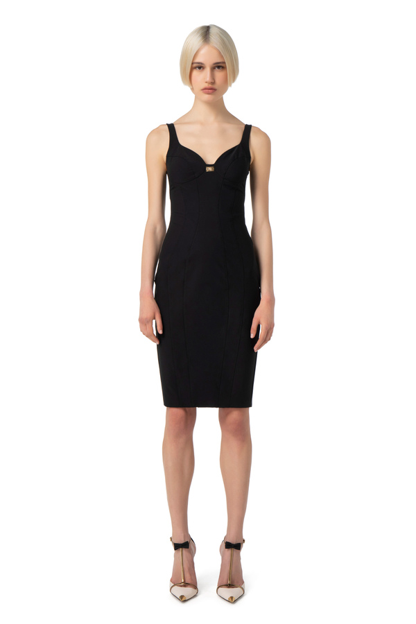 Vestido tubo a media pierna con copas - Elisabetta Franchi® Outlet