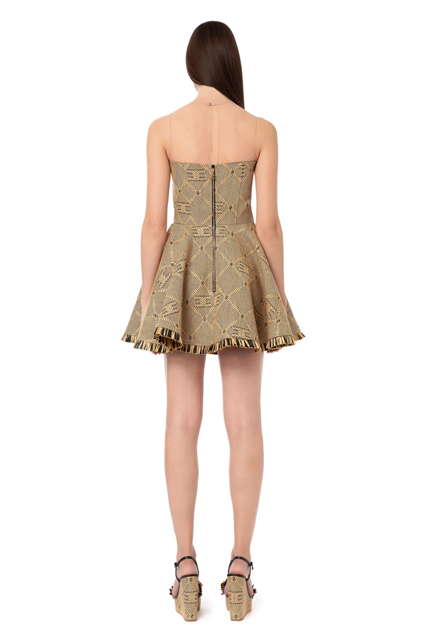 Raffia mini dress with diamond pattern - Elisabetta Franchi® Outlet