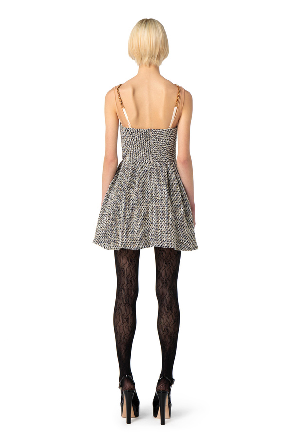 Miniabito in tweed lurex con catena - Elisabetta Franchi® Outlet