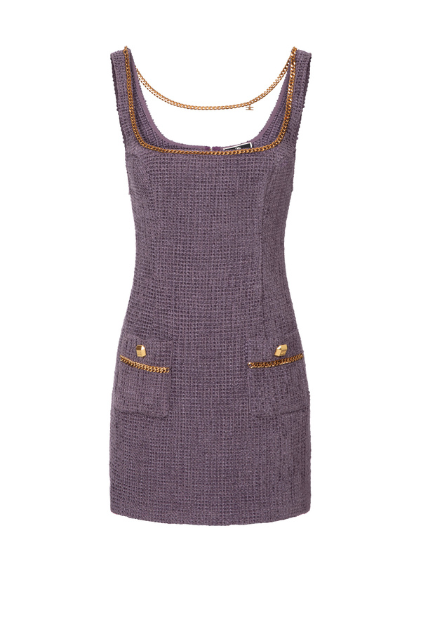 Minivestido de tweed con cadena - Elisabetta Franchi® Outlet