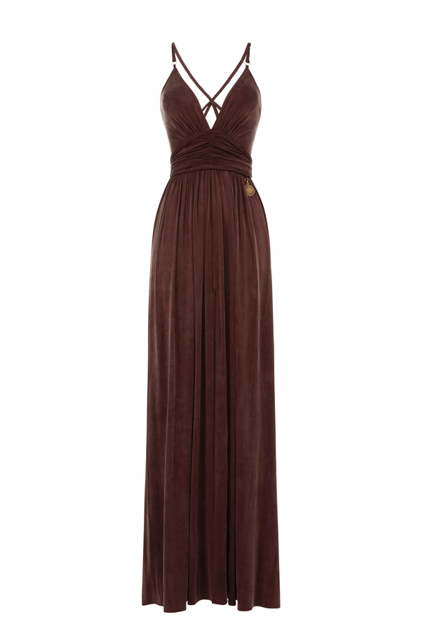 Red carpet dress with intertwinedstraps - Elisabetta Franchi® Outlet