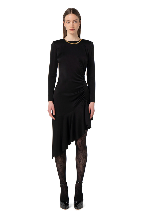 Abito asimmetrico in crepe a girocollo Elisabetta Franchi Outlet