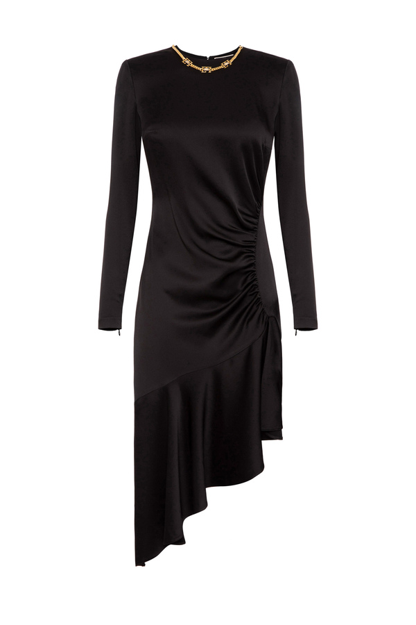 Abito asimmetrico in crêpe a girocollo - Elisabetta Franchi® Outlet