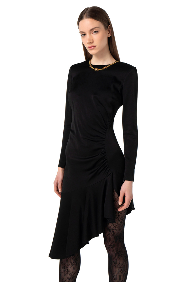 Abito asimmetrico in crêpe a girocollo - Elisabetta Franchi® Outlet