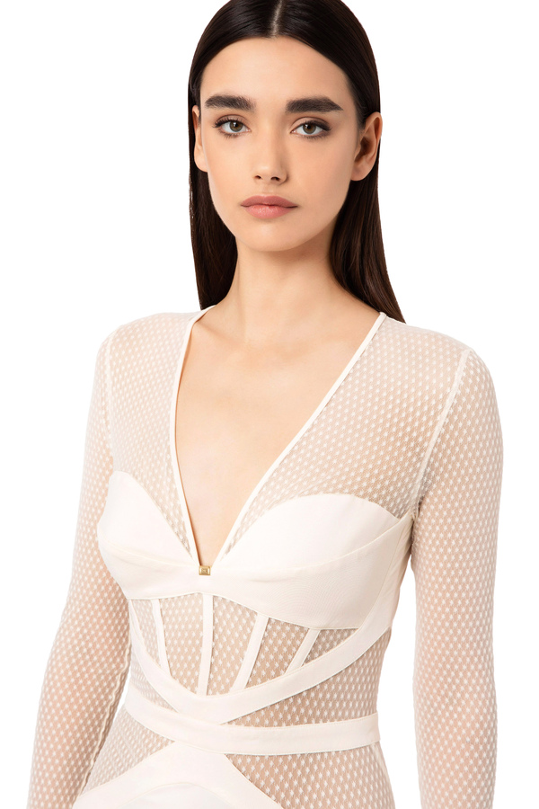 Red carpet cut out dress in tulle - Elisabetta Franchi® Outlet