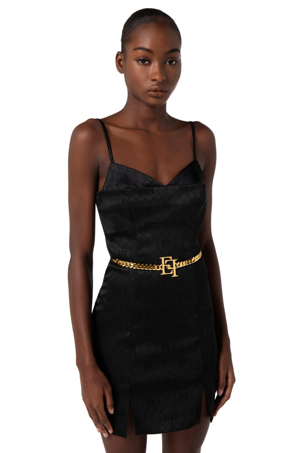 Jacquard satin mini-dress - Elisabetta Franchi® Outlet