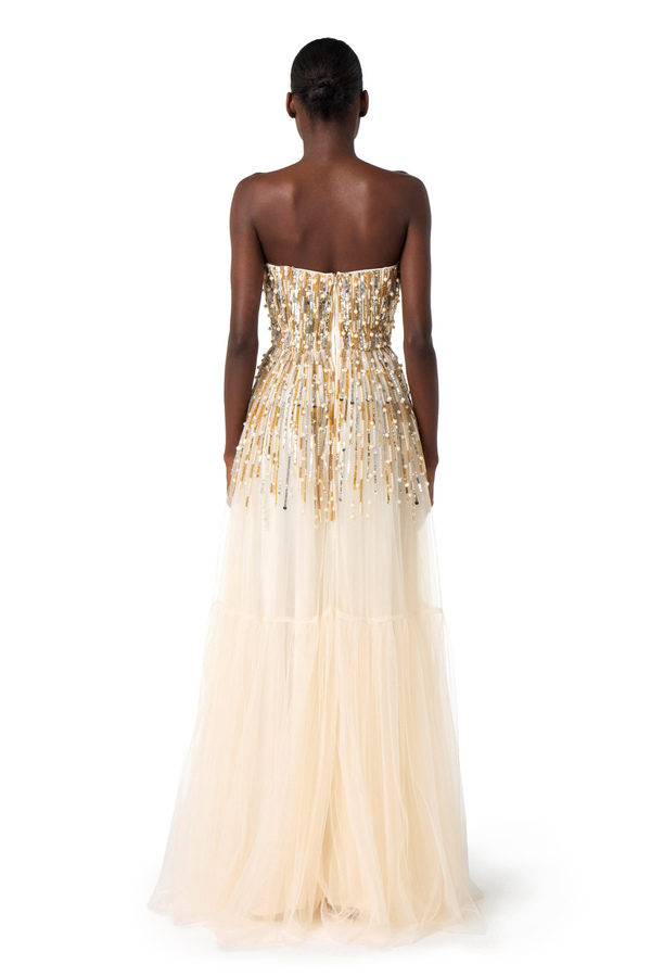 Red Carpet dress with sequins and pearls - Elisabetta Franchi® Outlet