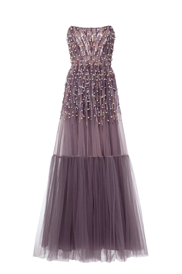 Red Carpet dress with sequins and pearls - Elisabetta Franchi® Outlet